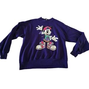 Disney Mickey Unlimited 90s Vintage Graphic‎ Print Sweatshirt Purple Hip Hop